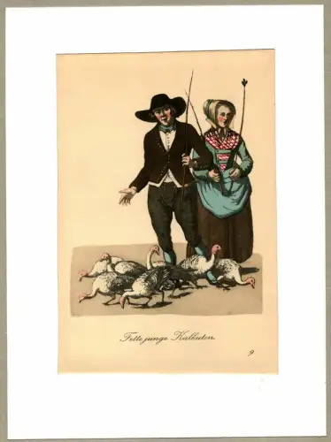 Suhr, Christopher: Fette junge Kalkuten ! [Fette junge Truthähne!]. Truthahnhändler | Turkey Seller. Original-Lithographie, altkoloriert. 