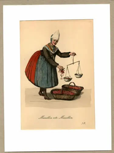 Suhr, Christopher: Marellen soete Marellen! [Kirschen! Süße Kirschen!]. Kirschverkäuferin | Cherry Lady. Original-Lithographie, altkoloriert. 