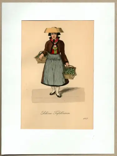 Suhr, Christopher: Schöne Tafelbeeren! [Schöne, reife Birnen!]. Birnenverkäuferin | Pear Lady. Original-Lithographie, altkoloriert. 