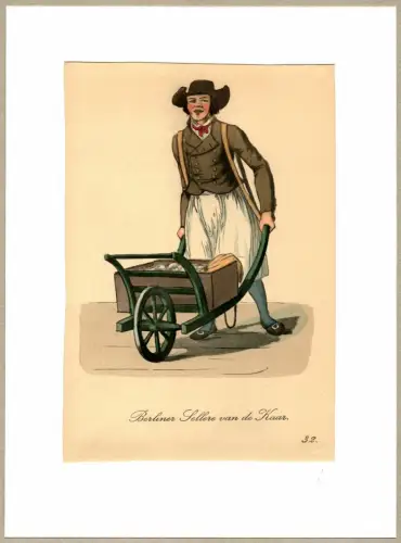 Suhr, Christopher: Berliner Sellere van de Kaar! [Berliner Sellerie! Frisch aus der Karre!]. Sellerieanbieter | Cellery Seller. Original-Lithographie, altkoloriert. 