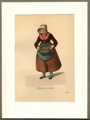 Suhr, Christopher: Segelgarn noedig! [Garn oder Bindfäden gefällig?]. Garnverkäuferin | Yarn Vendor. Original-Lithographie, altkoloriert. 