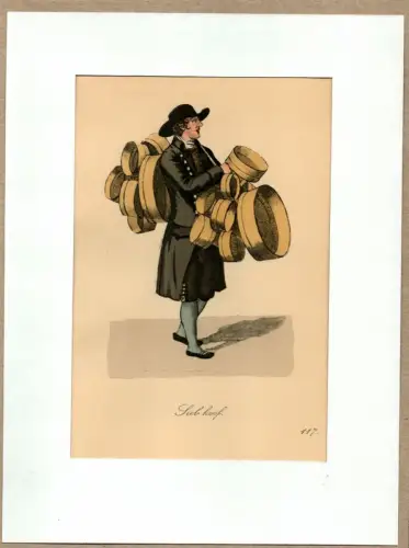 Sieb koof! [Siebe zu kaufen!]. Siebverkäufer | Sieve Seller. Original-Lithographie, altkoloriert, Suhr, Christopher