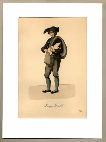 Junge Ferkel! [Junge Ferkel zu verkaufen!]. Viehhändler | Livestock Dealer. Original-Lithographie, altkoloriert, Suhr, Christopher