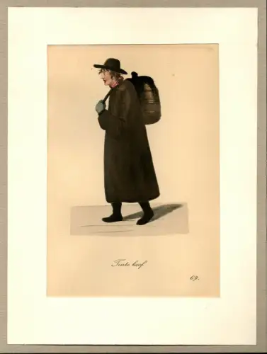 Suhr, Christopher: Tinte koof! [Tinte! Kauft Tinte!]. Tintenverkäufer | Ink Dealer. Original-Lithographie, altkoloriert. 