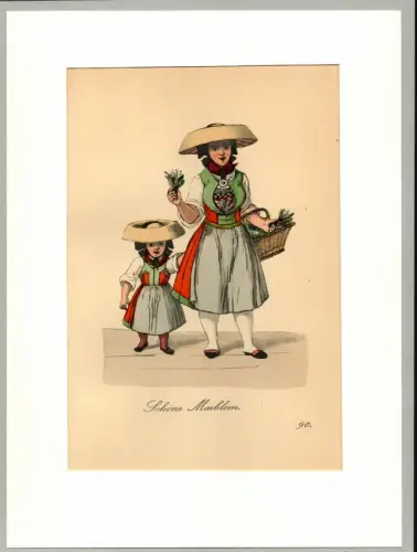 Schöne Maiblom! [Maiblumen! Schöne Maiblumen!]. Maiblumenverkäuferin | May Flower Lady. Original-Lithographie, altkoloriert, Suhr, Christopher