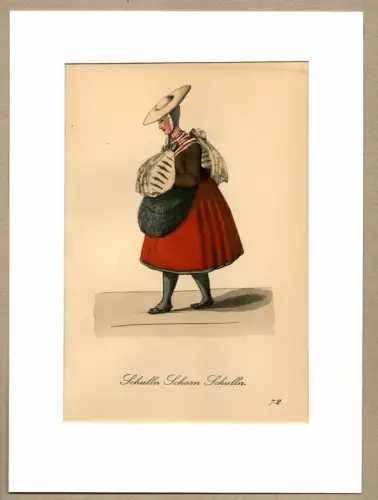 Suhr, Christopher: Schulln Scharn Schulln! [Getrocknete Schollen zu verkaufen! Goldbutt!]. Schollenverkäuferin | Plaice Monger. Original-Lithographie, altkoloriert. 