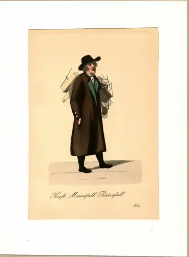 Suhr, Christopher: Kooft Mausefall, Ratzefall! [Kauft Mausefallen! Auch Rattenfallen zu haben!]. Mausefallenverkäufer | Mousetrap Trader. Original-Lithographie, altkoloriert. 