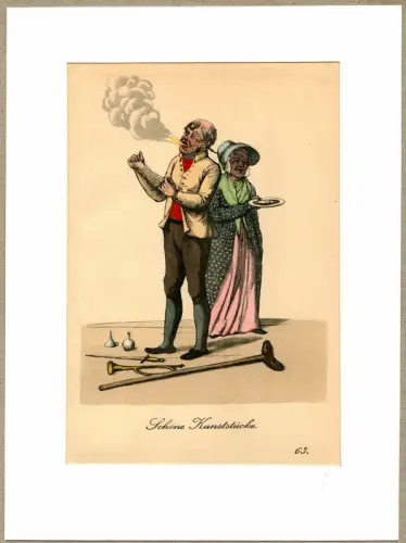 Suhr, Christopher: Schöne Kunststücke! [Feuerschlucker! Gewagte Kunststücke!]. Artist | Performing Artist. Original-Lithographie, altkoloriert. 
