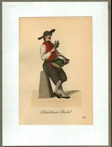 Suhr, Christopher: Rükel bunte Rückel! [Biete bunte Blumensträuße!]. Sträußchenverkäufer | Bouquet Vendor. Original-Lithographie, altkoloriert. 
