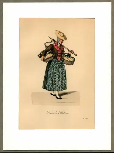 Frische Botter! [Butter! Frische Butter!]. Butterverkäuferin | Butter Vendor. Original-Lithographie, altkoloriert, Suhr, Christopher