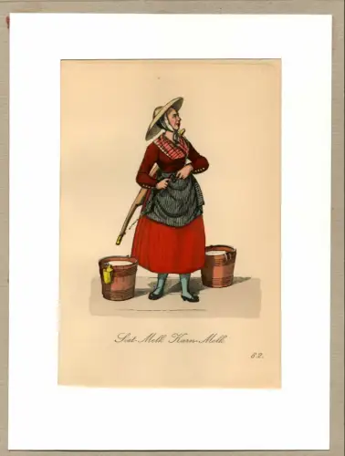 Söet-Melk Karn-Melk! [Süße Milch und Buttermilch!]. Molkereiverkäuferin | Dairy Saleswoman. Original-Lithographie, altkoloriert, Suhr, Christopher