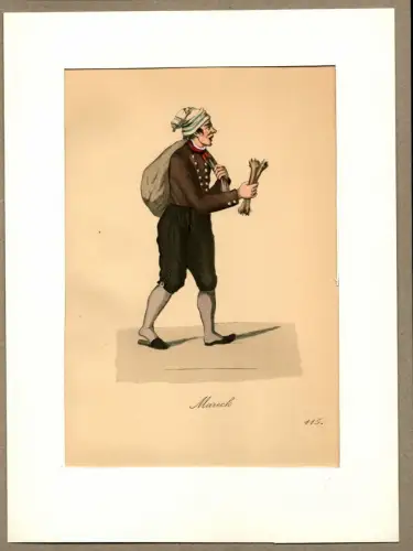 Suhr, Christopher: Mareek, Mareek! [Kauft Meerrettiche!]. Meerrettichverkäufer | Horseradish Vendor. Original-Lithographie, altkoloriert. 