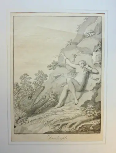 Drachenfels. Original-Federlithographie nach N. Vogt u. J. N. Peroux. "In Stein gearbeitet u: gedruckt in d: Susenbethschen Steindruckerei in Frfrt a/M." (unten links), Vogt, Nicolaus (Hrsg.)