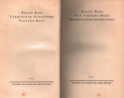 Blei, Franz: Das schwere Herz. Zwiesprachen und Gedichte. 