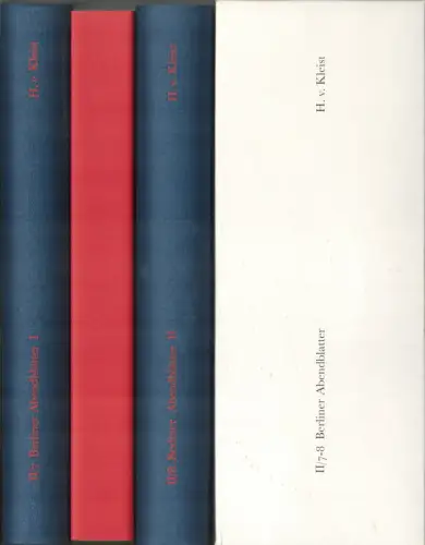 Kleist, Heinrich von: Berliner Abendblätter 1 und 2. Hrsg. v. Roland Reuß in Zusammenarbeit mit Peter Staengle. 2 Bde. + Beilage mit CD-Rom (= komplett). 