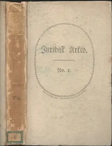 Juridisk Arkiv. NO. 1 (apart). Hrsg. v. Christian Krohg. 