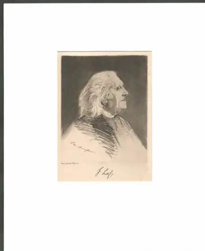 PORTRAIT Franz Liszt. Brustbild im Halbprofil. Radierung von Carl Jander nach Leo Arndt, Liszt, Franz