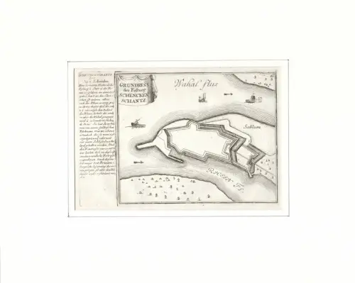 Grundriss der Festung Schenken Schantz [Schenkenschamtz, lat. Arx Schenkia]. Befestigungsplan aus der Vogelschau. Original-Kupferstich, Bodenehr, Gabriel