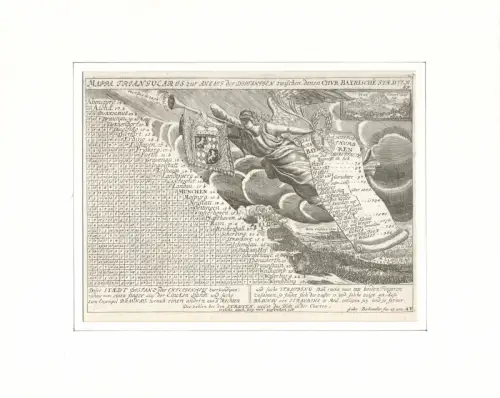 Mappa Triangularis zur Anzaig. der Distantien zwischen denen Chur Bayrischen Staedten. Meilenzeiger. Original-Kupferstich, Bodenehr, Gabriel