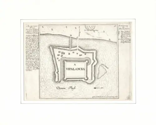 Accurater Plan von dem wolbefestigten Schloss Vipalancka. Befestigungsplan aus der Vogelschau. Original-Kupferstich, Bodenehr, Gabriel
