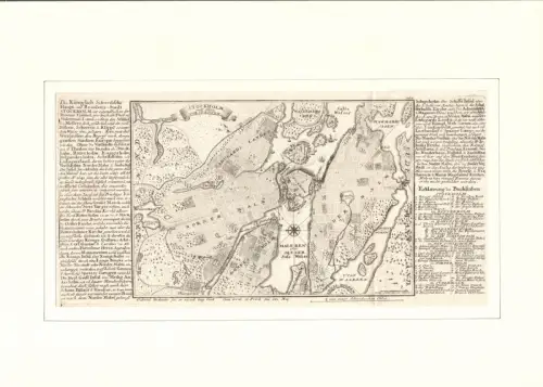 Stockholm mit allen Vorstaedten. Befestigungsplan aus der Vogelschau. Original-Kupferstich, Bodenehr, Gabriel