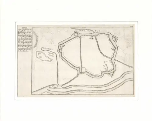 Toul oder Tul [Tull]. Befestigungsplan aus der Vogelschau. Original-Kupferstich, Bodenehr, Gabriel