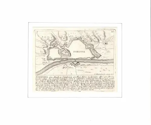 Ruremond eine gross und wohl befestigte Statt in Geldern, Sie liegt an der Maas, auf einer Schönen und Fruchtbarn ebene. Befestigungsplan aus der Vogelschau. Original-Kupferstich, Bodenehr, Gabriel