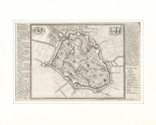 Lille oder Ryssel vor der Frantzösischen Befestigung. Befestigungsplan aus der Vogelschau. Original-Kupferstich, Bodenehr, Gabriel