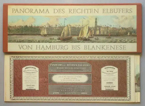 Panorama des rechten Elb Ufers von Hamburg bis Blankenese in achtzehn aneinander gereihten Blättern nach der Natur aufgenommen von T. B. Wilms, die Schiffe v.. 