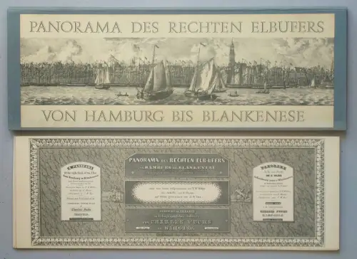 Panorama des rechten Elb Ufers von Hamburg bis Blankenese in achtzehn aneinander gereihten Blättern nach der Natur aufgenommen von T. B. Wilms, die Schiffe v.. 