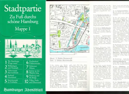 (Schnell, Manfred) (Red.): Stadtpartie. MAPPE 1. Zu Fuß durchs schöne Hamburg. Hrsg. vom Hamburger Abendblatt. 