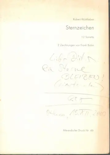 Sternzeichen. 12 Sonette, Wohlleben, Robert
