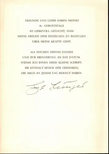 Jünger, Ernst (1895-1998) Schriftsteller, Insektenkundler: Gedruckte Danksagung. 