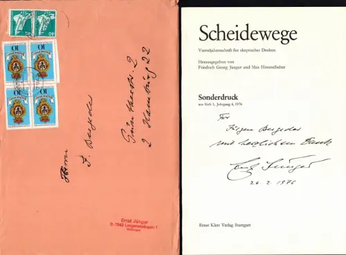 Jünger, Ernst (1895-1998) Schriftsteller, Insektenkundler: Verlorene Schatten. Agadir III. 