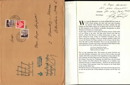 Jünger, Ernst (1895-1998) Schriftsteller, Insektenkundler: Ceylon. 