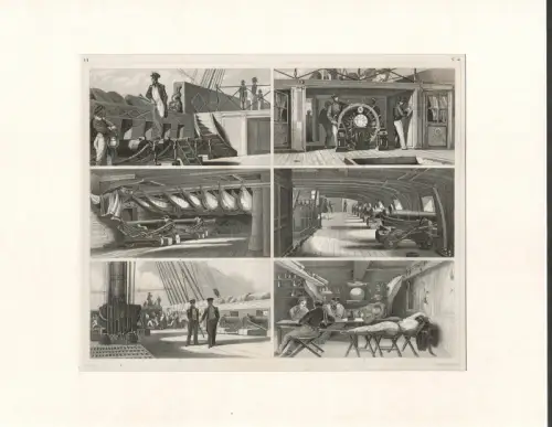 Heck, Johann Georg: Segelschiffstypen. Stahlstich, gestochen von Henry Winkles. 