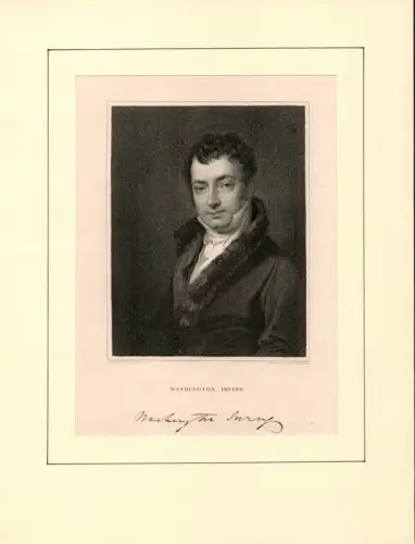 Washington Irving. Stahlstich von M. J. Danforth nach C. R. Leslie, Irving, Washington