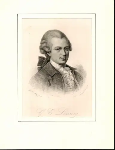 PORTRAIT Gotthold Ephraim Lessing. Stahlstich von Ad. Neumann nach G.O.May, Lessing, Gotthold Ephraim