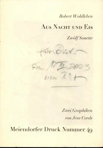 Wohlleben, Robert: Aus Nacht und Eis. Zwölf Sonette. 