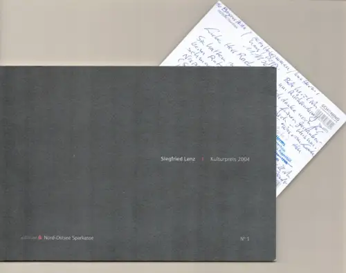 Siegfried Lenz - Kulturpreis 2004. Nordfriesischer Kulturpreis für Literatur, Musik und Kunst. - Mit einer Beigabe, Lenz, Siegfried / Herms, Uwe (Laudator)