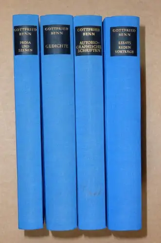 Benn, Gottfried: Gesammelte Werke in vier Bänden. Hrsg. von Dieter Wellershoff. (Mit Unterstützung der Akademei der Künste, Berlin). 4 Bde. (= komplett). 