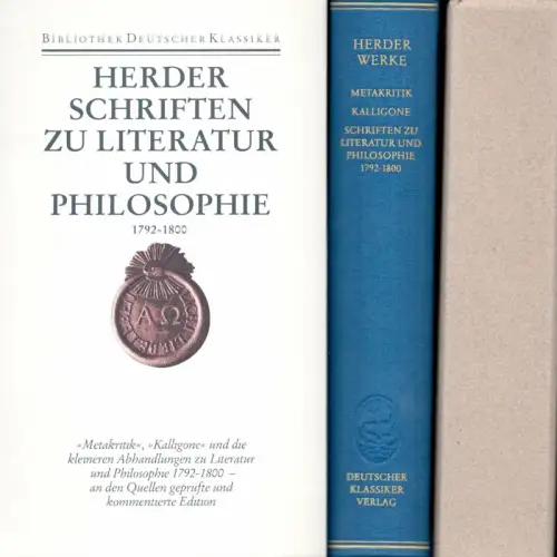 Herder, Johann Gottfried: Schriften zu Literatur und Philosophie 1792-1800. Hrsg. v. Hans Dietrich Irmscher. (1. Aufl.). 