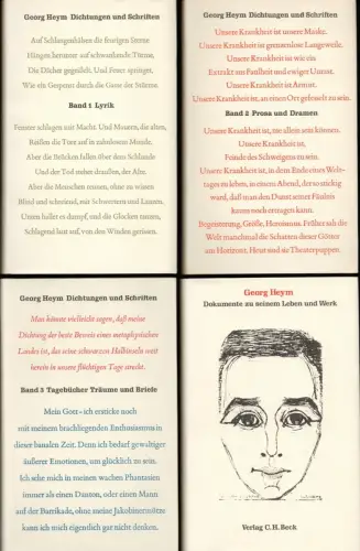 Heym, Georg: Dichtungen und Schriften. Hrsg. von Karl Ludwig Schneider (u. Gerhardt Burckhardt). (Mischaufl.). 4 Bde. (= komplett / mehr nicht erschienen). 