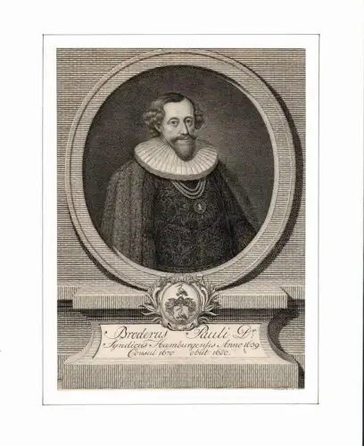 PORTRAIT Broderus Pauli. Hüftportrait im Dreiviertelprofil, nach rechts blickend. Kupferstich von J. C. G. Fritzsch, Pauli, Broderus