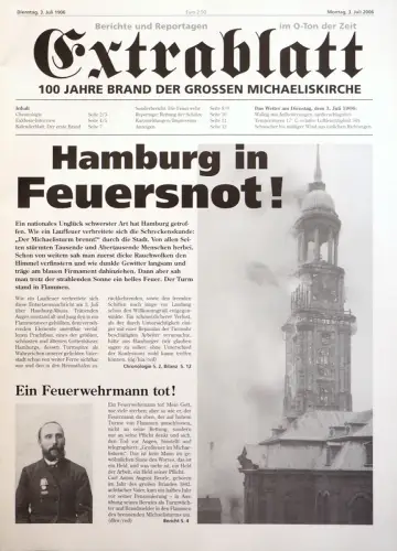 Extrablatt. 100 Jahre Brand der großen Michaeliskirche. Berichte und Reportagen im O-Ton der Zeit. (Hrsg. von Antiquariat Reinhold Pabel, Hamburg)