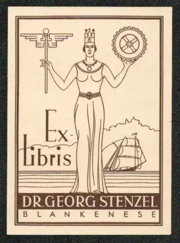EXLIBRIS Dr, Georg Stenzel, Blankenese. 