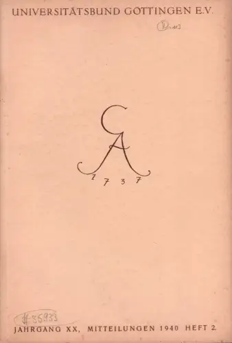 Universitätsbund Göttingen. Mitteilungen, JG. 20, HEFT 2. 