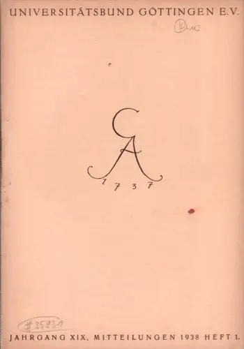 Universitätsbund Göttingen. Mitteilungen, JG. 19, HEFT 1