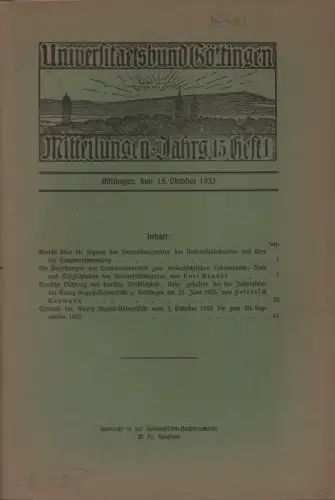 Universitätsbund Göttingen. Mitteilungen, JG. 15, HEFT 1