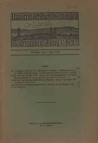 Universitätsbund Göttingen. Mitteilungen, Jg. 13, Heft 2